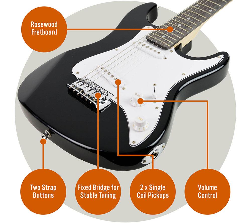 3RD AVENUE 3/4 Size Electric Guitar Bundle - Black image number 4 of 6