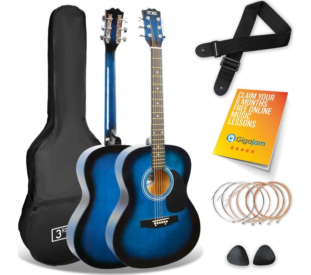 Image of 3Rd Avenue Full Size 4/4 Acoustic Guitar Bundle - Blue Burst, Blue