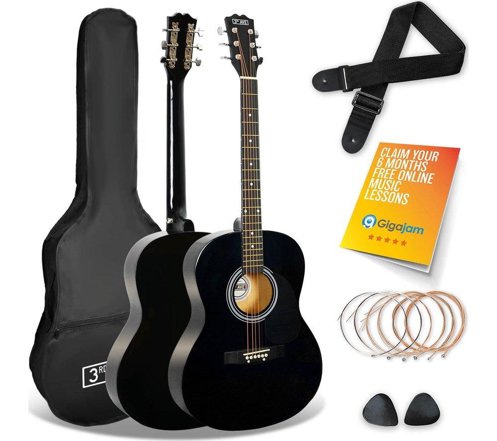 Image of 3Rd Avenue Full Size 4/4 Acoustic Guitar Bundle - Black, Black