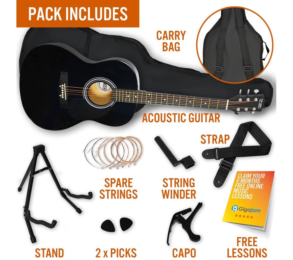 3RD AVENUE Full Size 4/4 Acoustic Guitar Ultimate Bundle - Black image number 3 of 6
