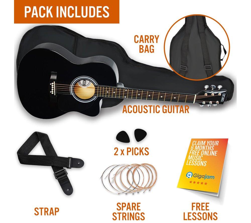 3RD AVENUE Full Size 4/4 Cutaway Acoustic Guitar Bundle - Black image number 3 of 6