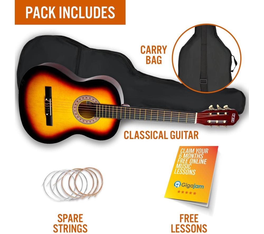 3RD AVENUE Full Size 4/4 Classical Guitar Bundle - Sunburst image number 3 of 6