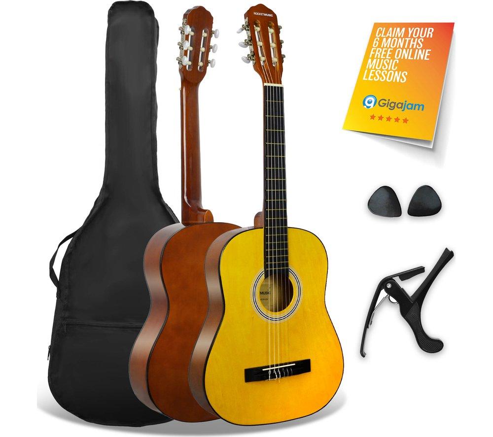 3Rd Avenue XF 3/4 Size Classical Guitar Bundle - Natural, Brown,Red