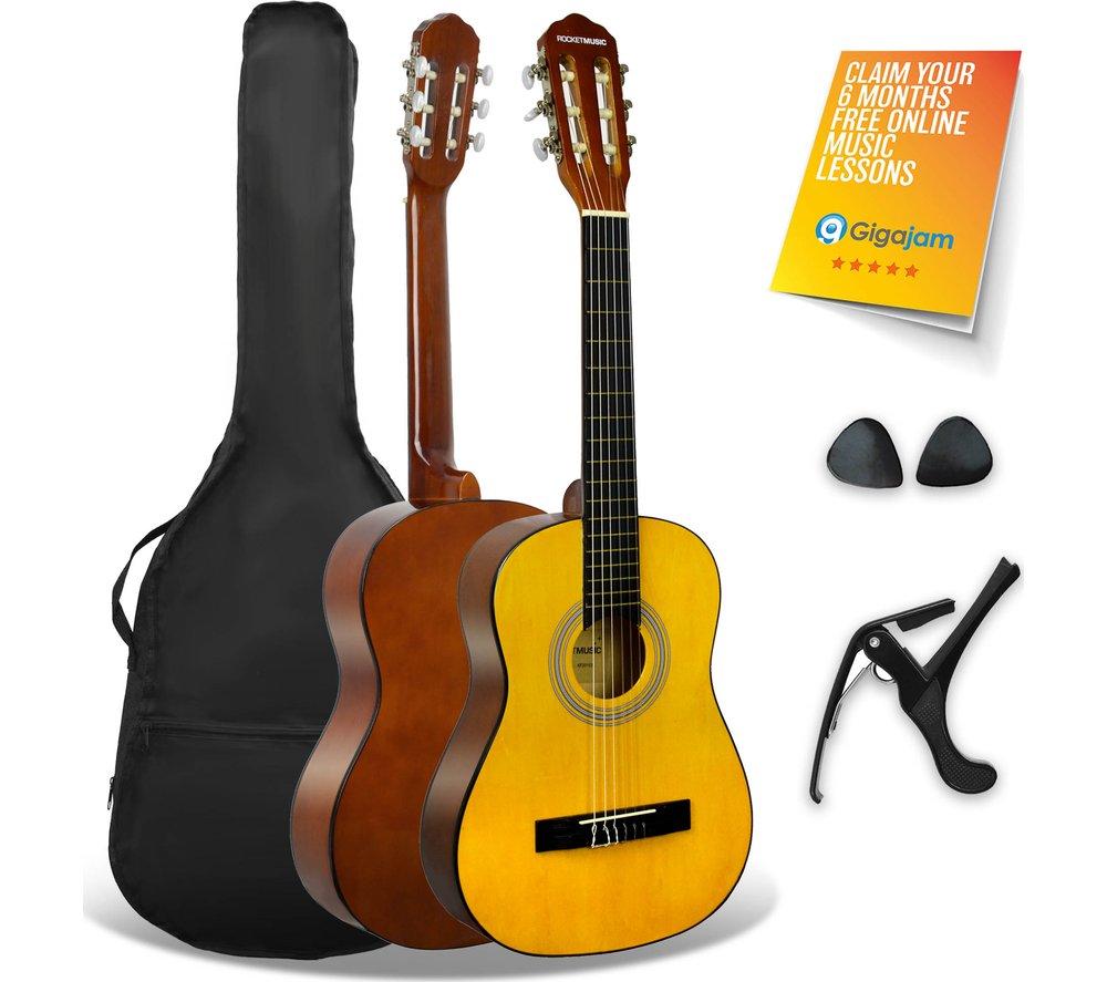 3Rd Avenue XF 1/2 Size Classical Guitar Bundle - Natural, Yellow,Red