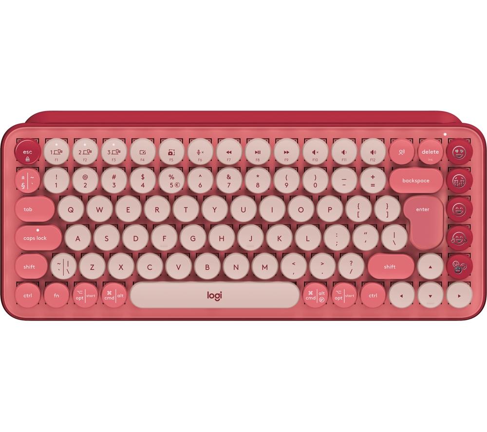 LOGITECH POP Keys Wireless Mechanical Keyboard - Heartbreaker Rose, Red,Pink