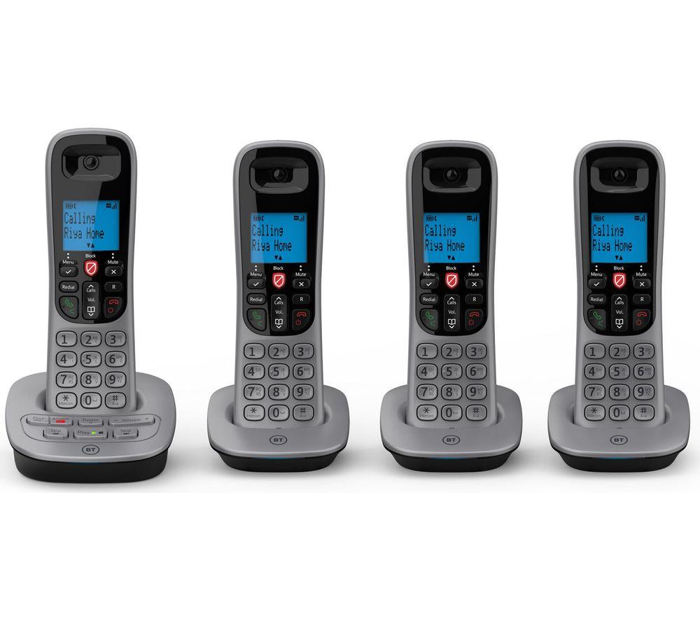 BT 7660 Cordless Phone - Quad Handsets, Black,Silver/Grey