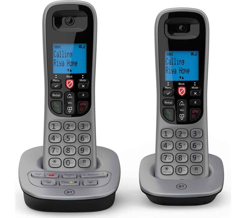 BT 7660 Cordless Phone - Twin Handsets, Black,Silver/Grey