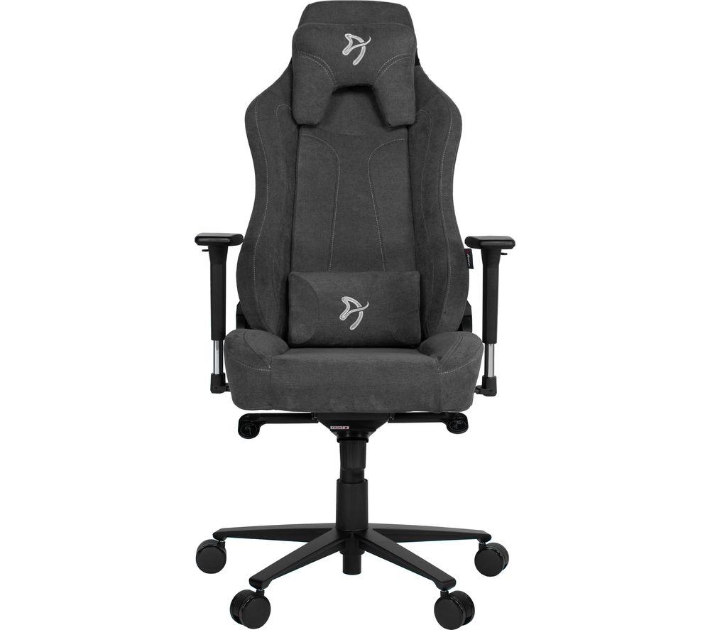 AROZZI Vernazza Soft Fabric Gaming Chair - Dark Grey, Silver/Grey