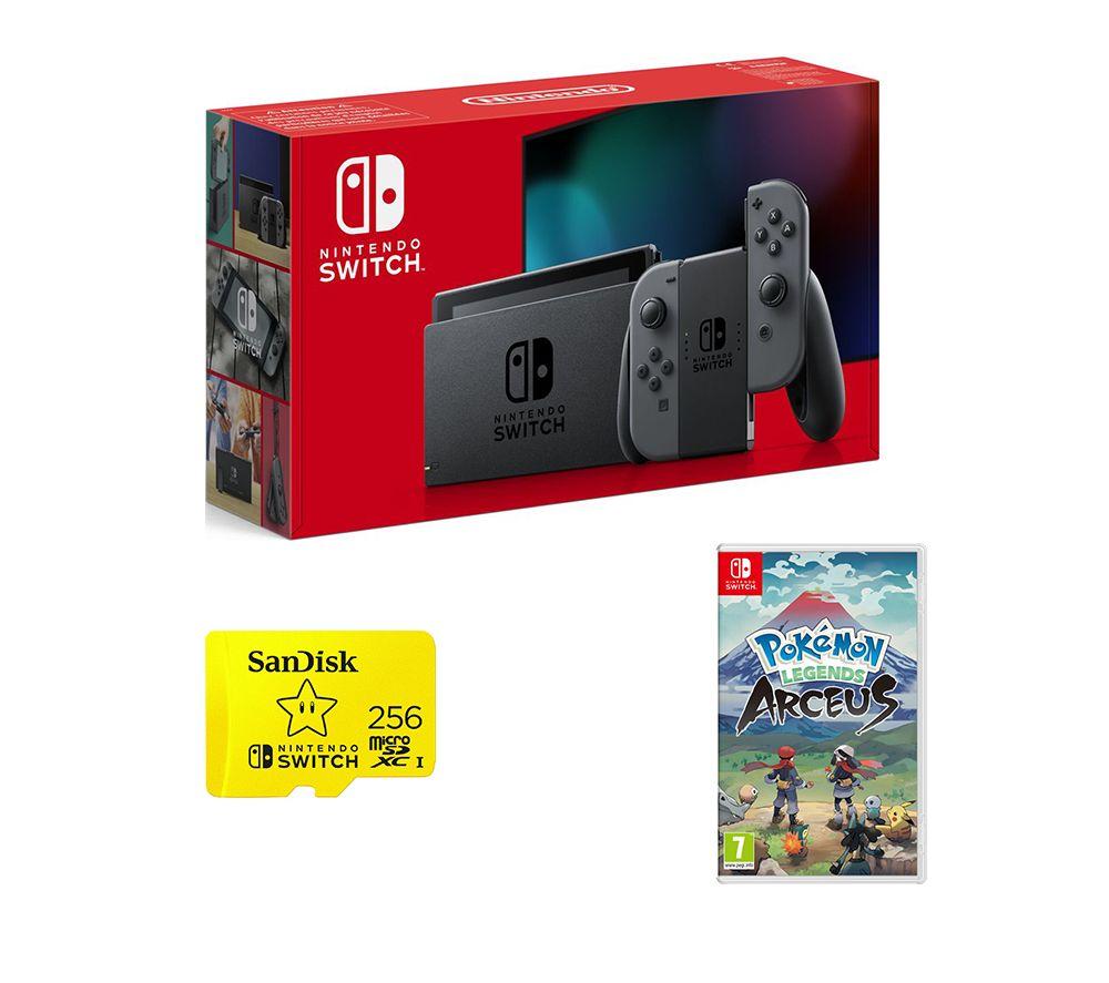 NINTENDO Switch Grey, Pokemon Legends: Arceus & MicroSD Card Bundle