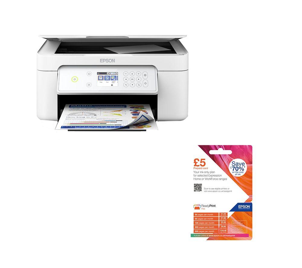 Epson Expression Home XP-4155 All-in-One Wireless Inkjet Printer & �5 ReadyPrint Flex Prepaid Card Bundle, White