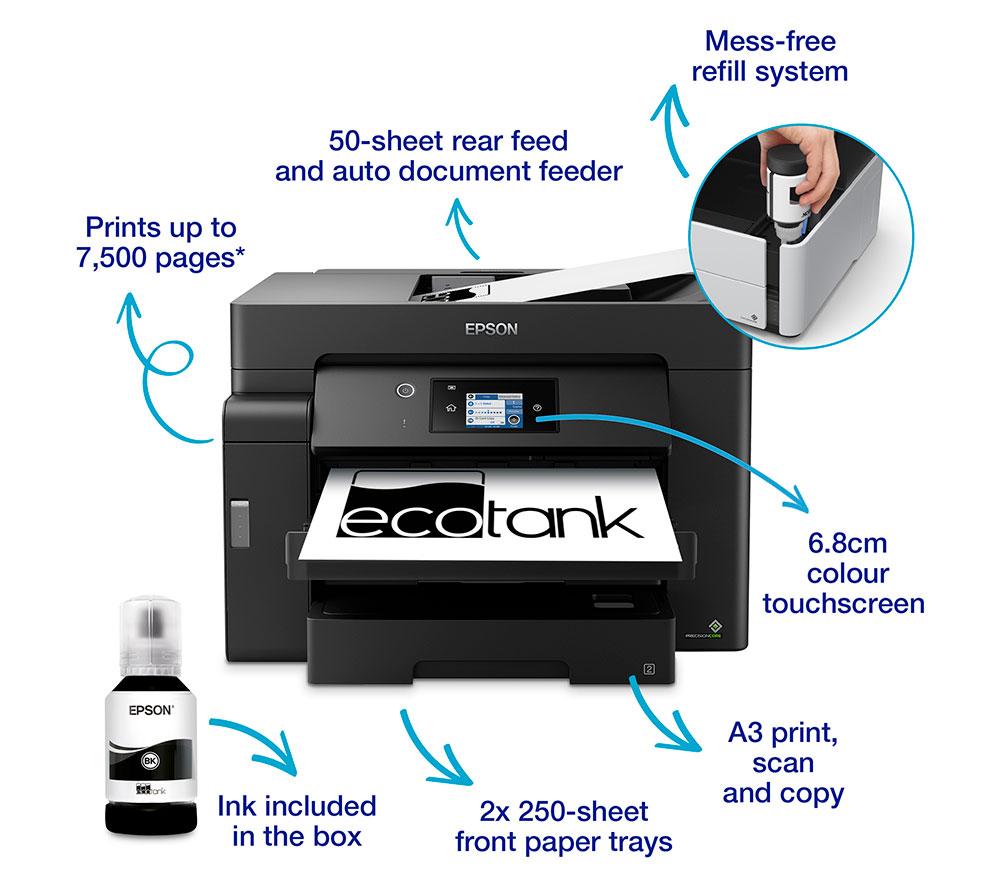 EPSON EcoTank ET-M16600 Monochrome All-in-One Wireless A3+ Inkjet Printer image number 3 of 14