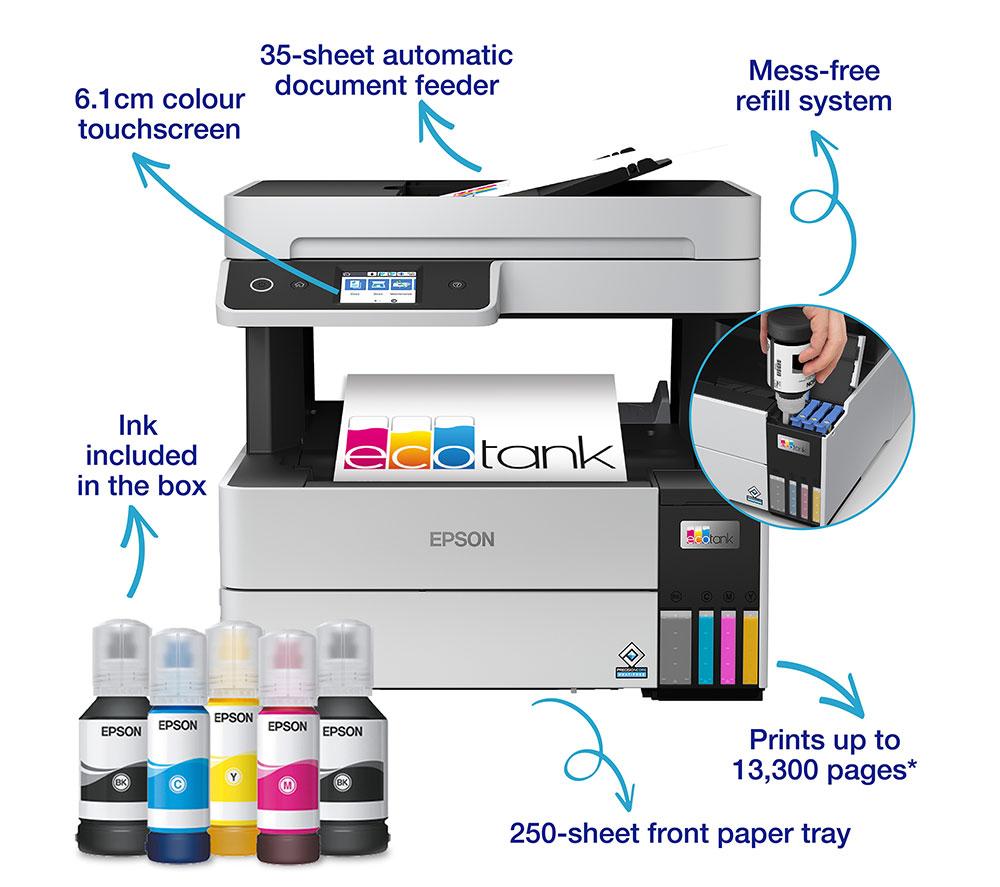 EPSON EcoTank ET-5150 All-in-One Wireless Inkjet Printer image number 2 of 12
