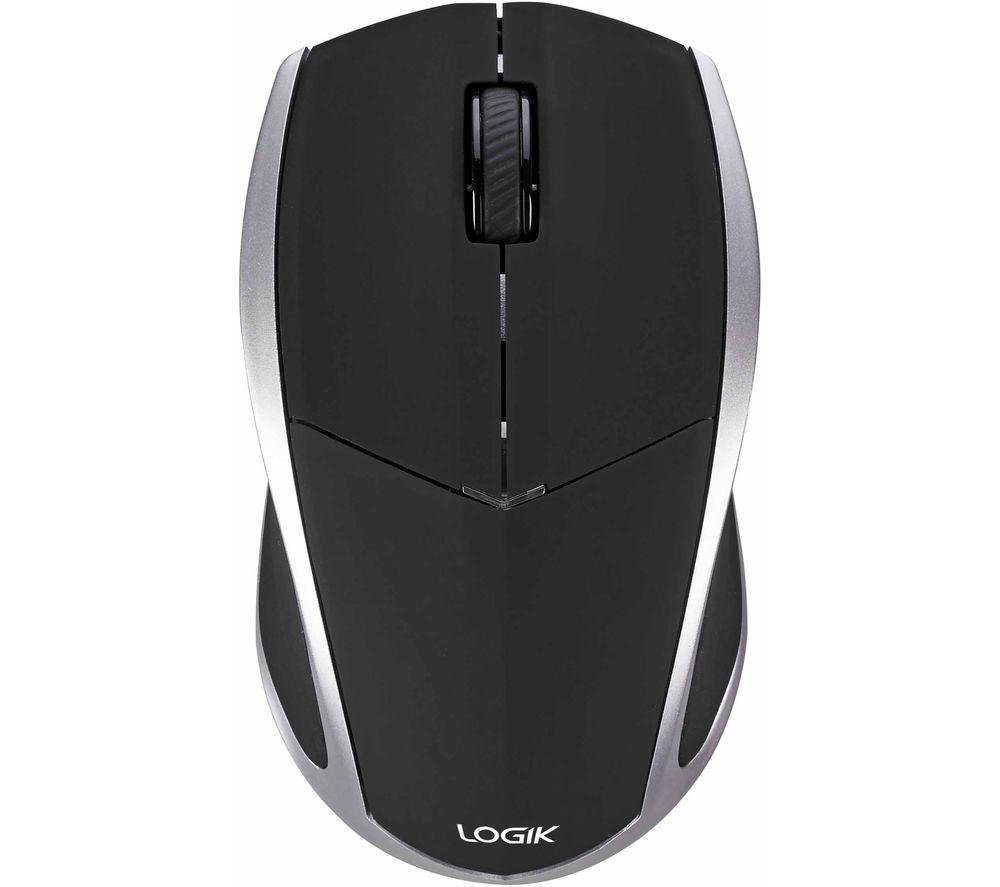 LOGIK LMWL3B23 Wireless Blue Trace Mouse, Black,Silver/Grey