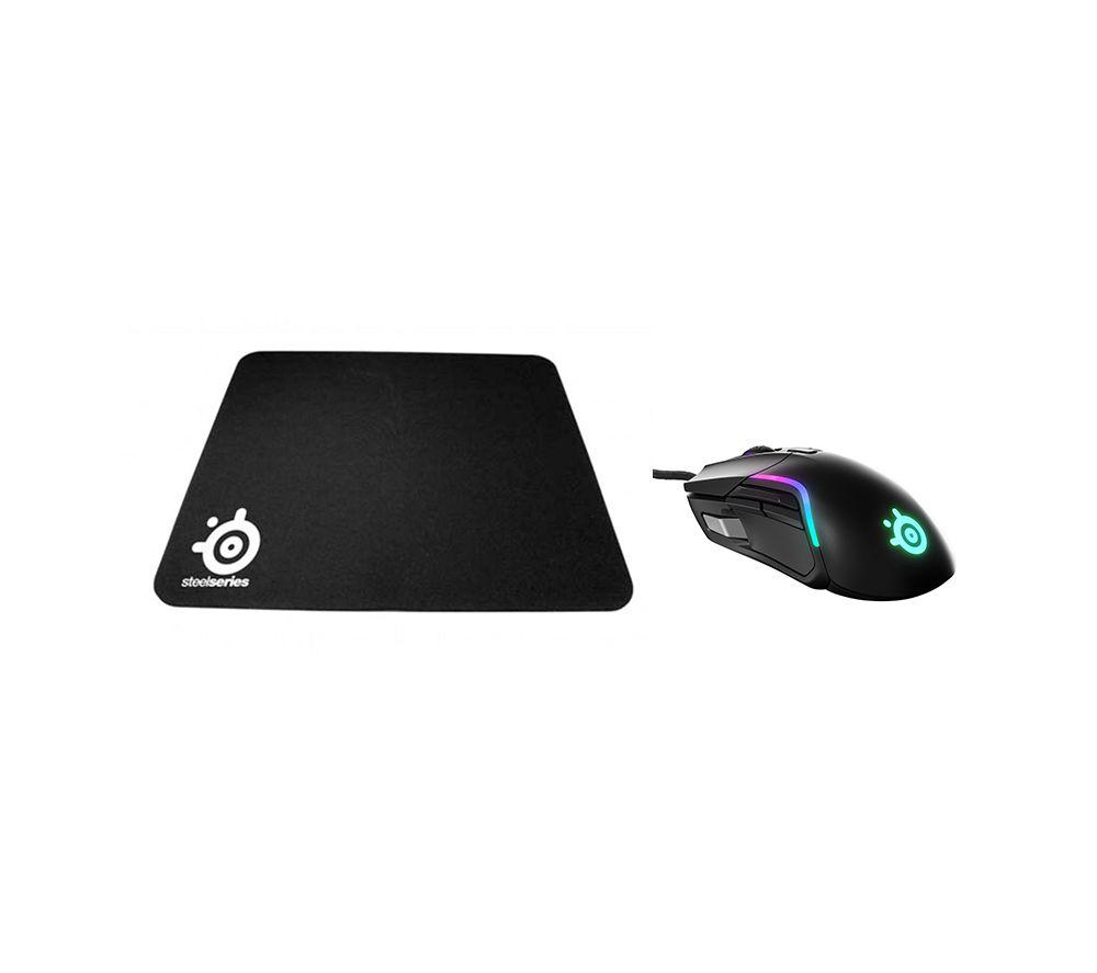 Steelseries Rival 5 RGB Optical Gaming Mouse & Gaming Surface Bundle, Black