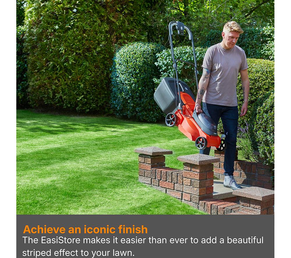 FLYMO EasiStore 380R Cordless Rotary Lawn Mower - Orange & Black image number 3 of 7