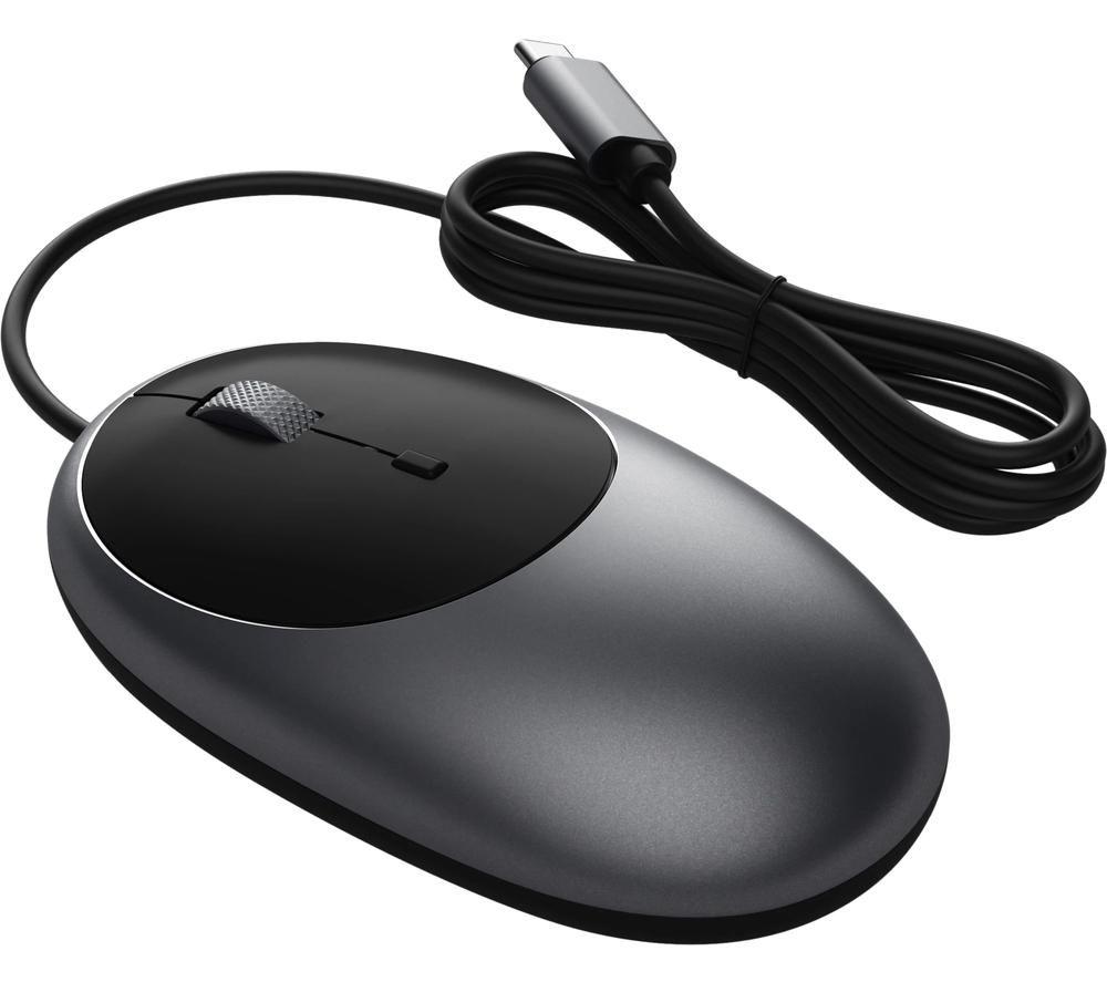 SATECHI C1 USB-C Optical Mouse, Black,Silver/Grey