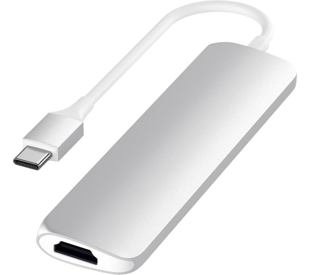 SATECHI USB-C Hub Slim Multiport Adapter V2 with 60W USB C PD, 4K HDMI (60Hz), Micro/SD Card Readers, USB 3.0 - For M2/ M1 MacBook Pro/Air, M2/ M1 iPad Pro/Air, M2 Mac Mini, iMac M1 (Silver)