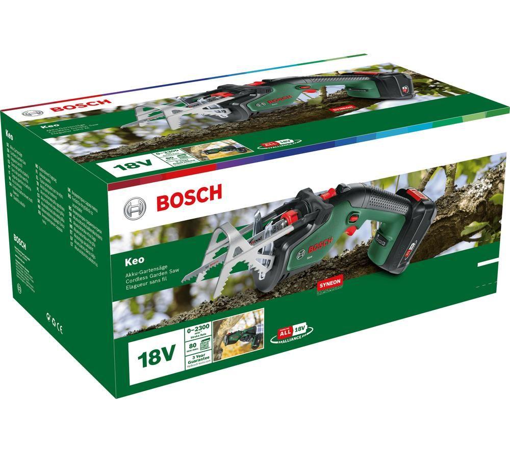 BOSCH KEO Cordless Garden Saw with 1 battery - Green & Black image number 9 of 9