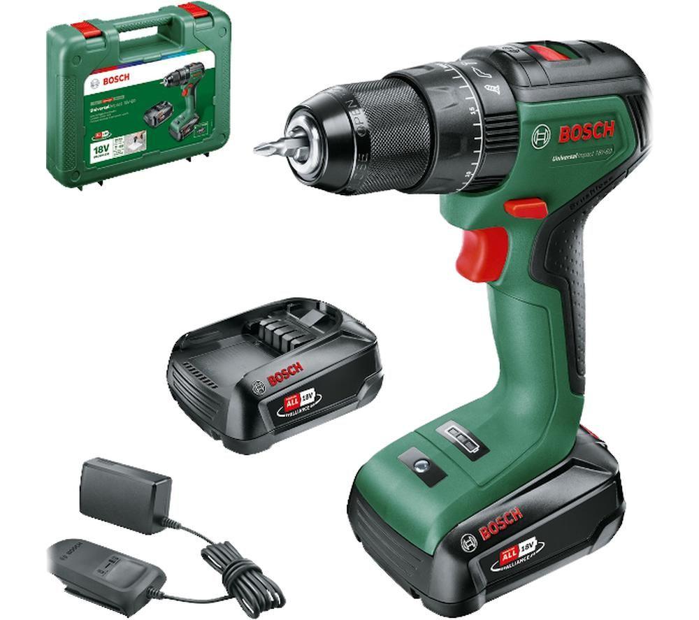 Bosch 18v cordless best sale drill with 2 batteries