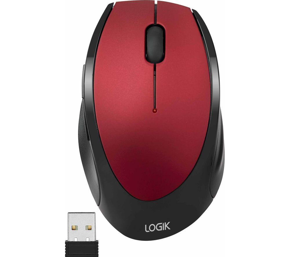 LOGIK LWLMRD23 Wireless Optical Mouse - Red, Red
