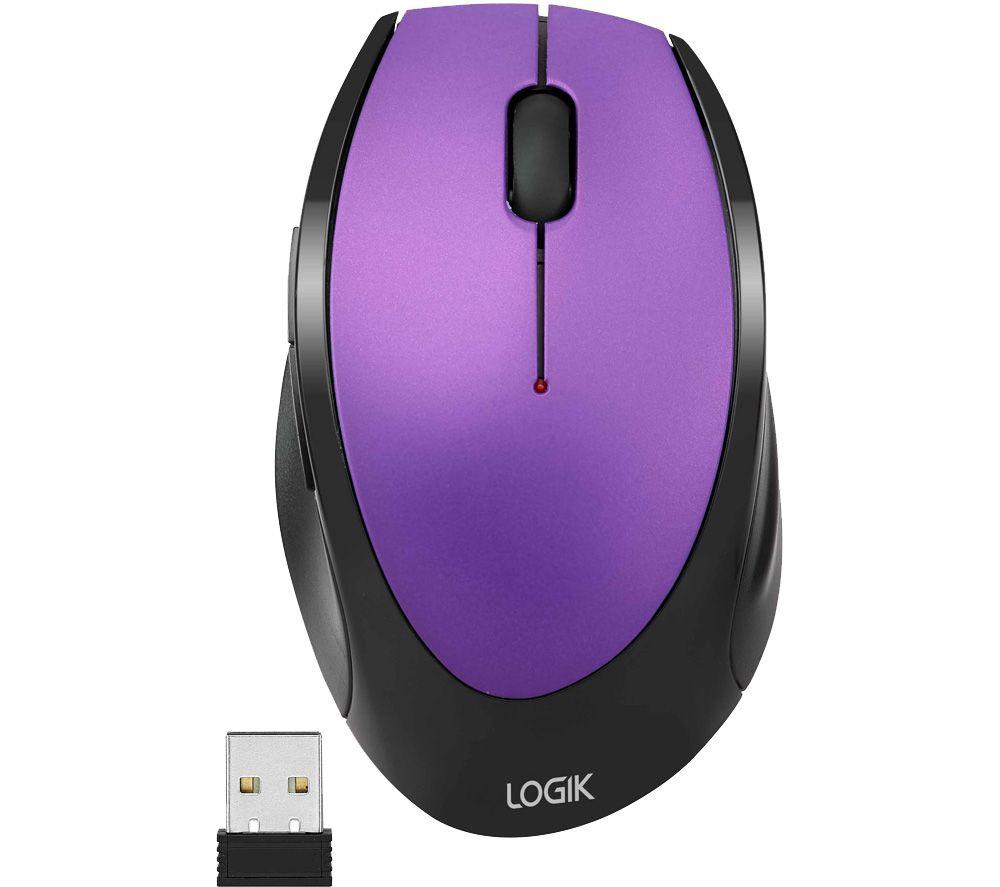 LOGIK LWLMPP23 Wireless Optical Mouse - Purple, Purple