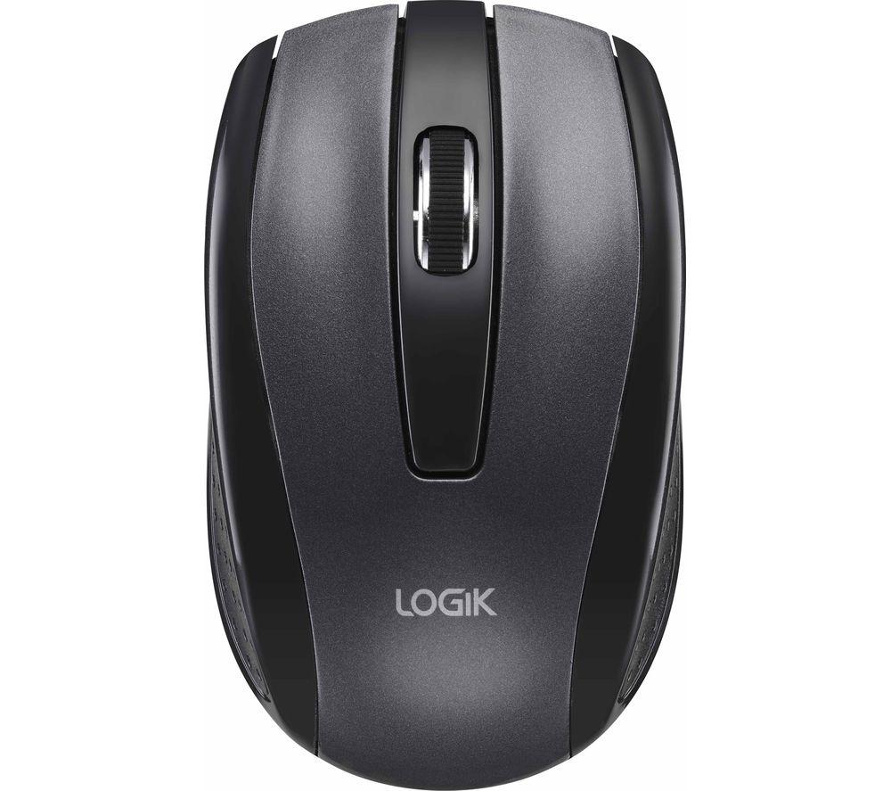 LOGIK L3BWLM23 Wireless Optical Mouse - Grey & Black, Black