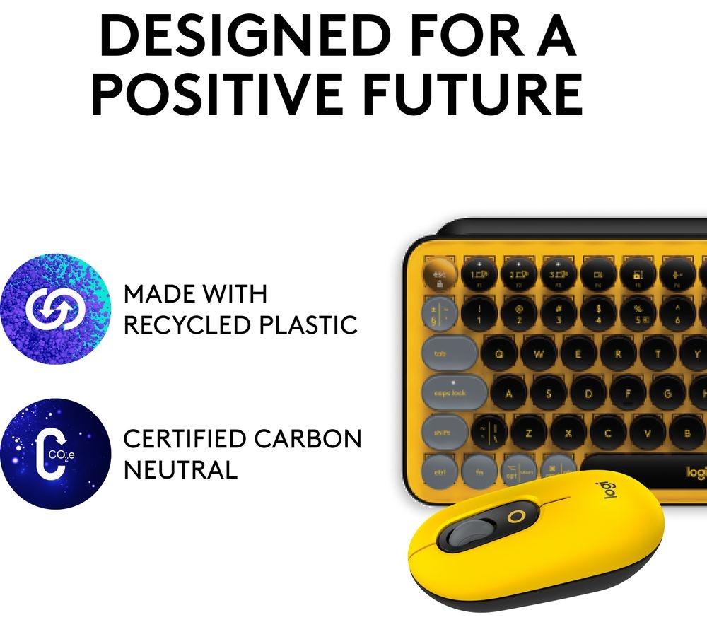 LOGITECH POP Keys Wireless Keyboard & Optical Mouse Bundle - Blast Yellow image number 5 of 7