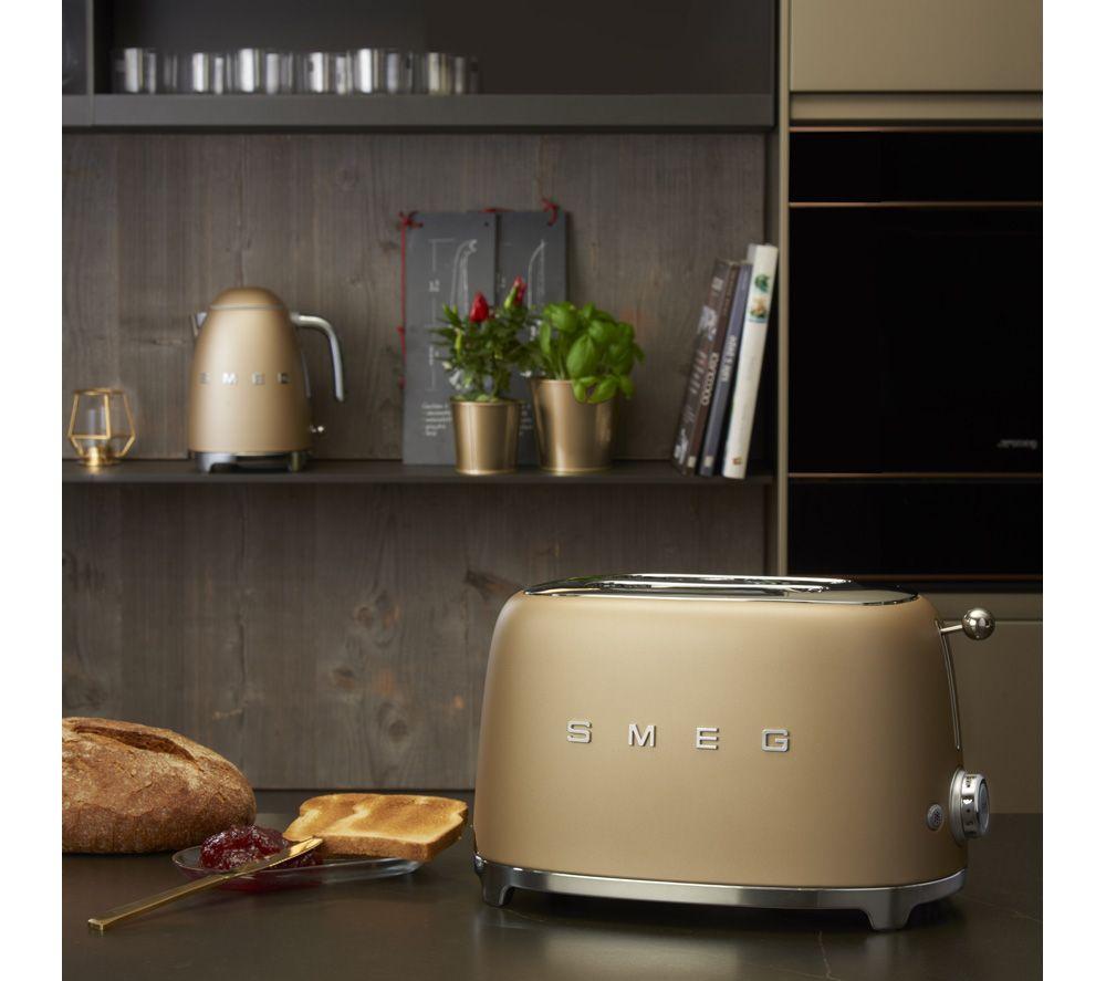SMEG 50's Retro TSF01CHMUK 2-Slice Toaster - Matt Champagne image number 6 of 11
