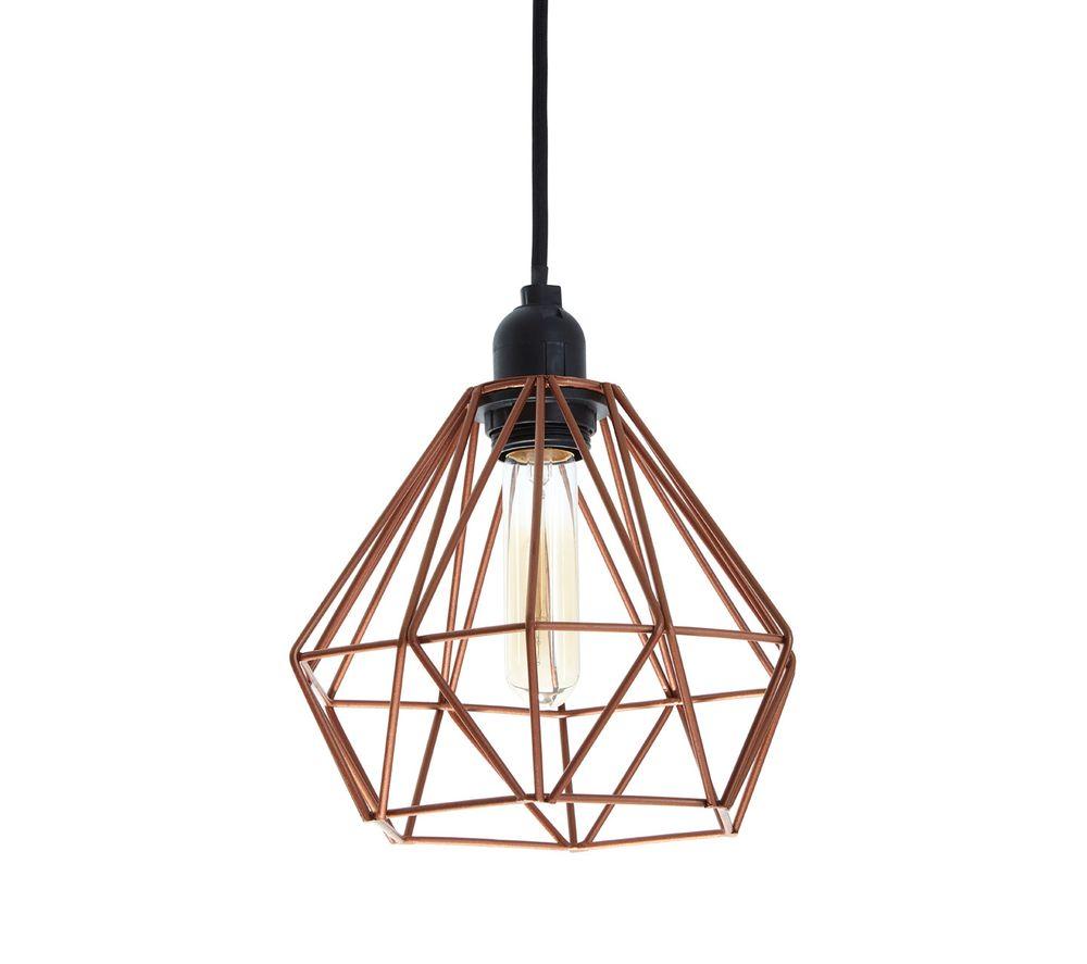 Image of INTERIORS by Premier Bartol Metal Wire Pendant Ceiling Light - Copper