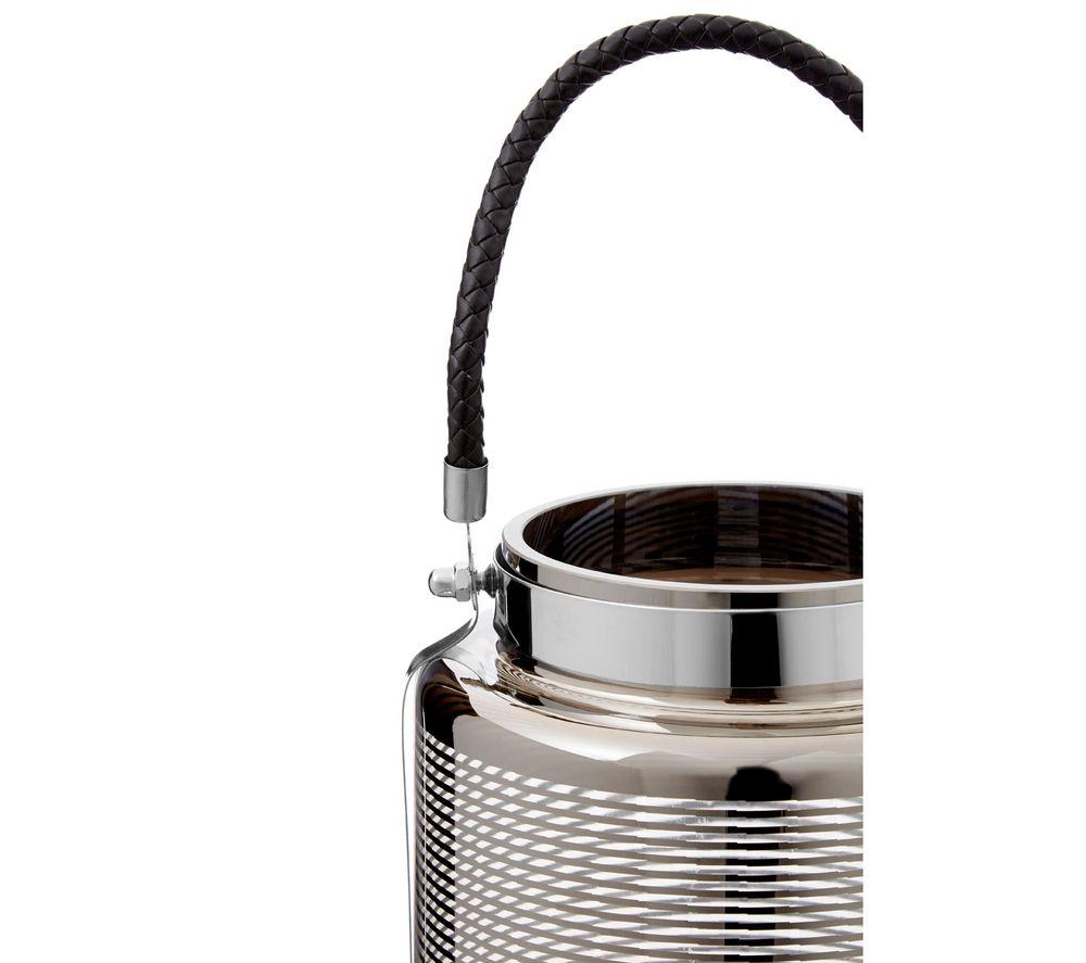 INTERIORS by Premier Small Nickel Stripe Lantern - Stainless Steel & Black image number 4 of 5