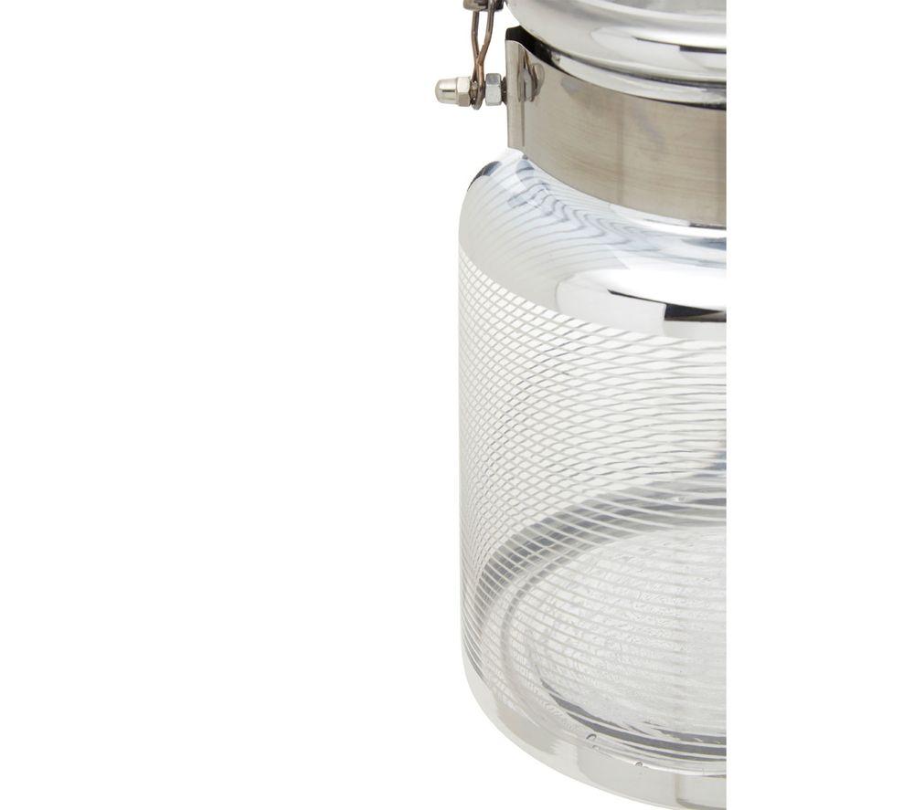 INTERIORS by Premier Small Nickel Stripe Lantern - Stainless Steel & Black image number 5 of 5