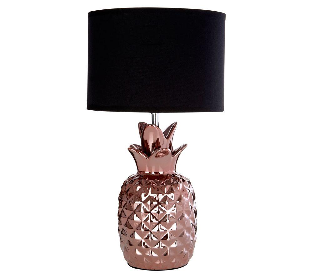Image of INTERIORS by Premier Pineapple Ceramic Lamp - Copper & Black
