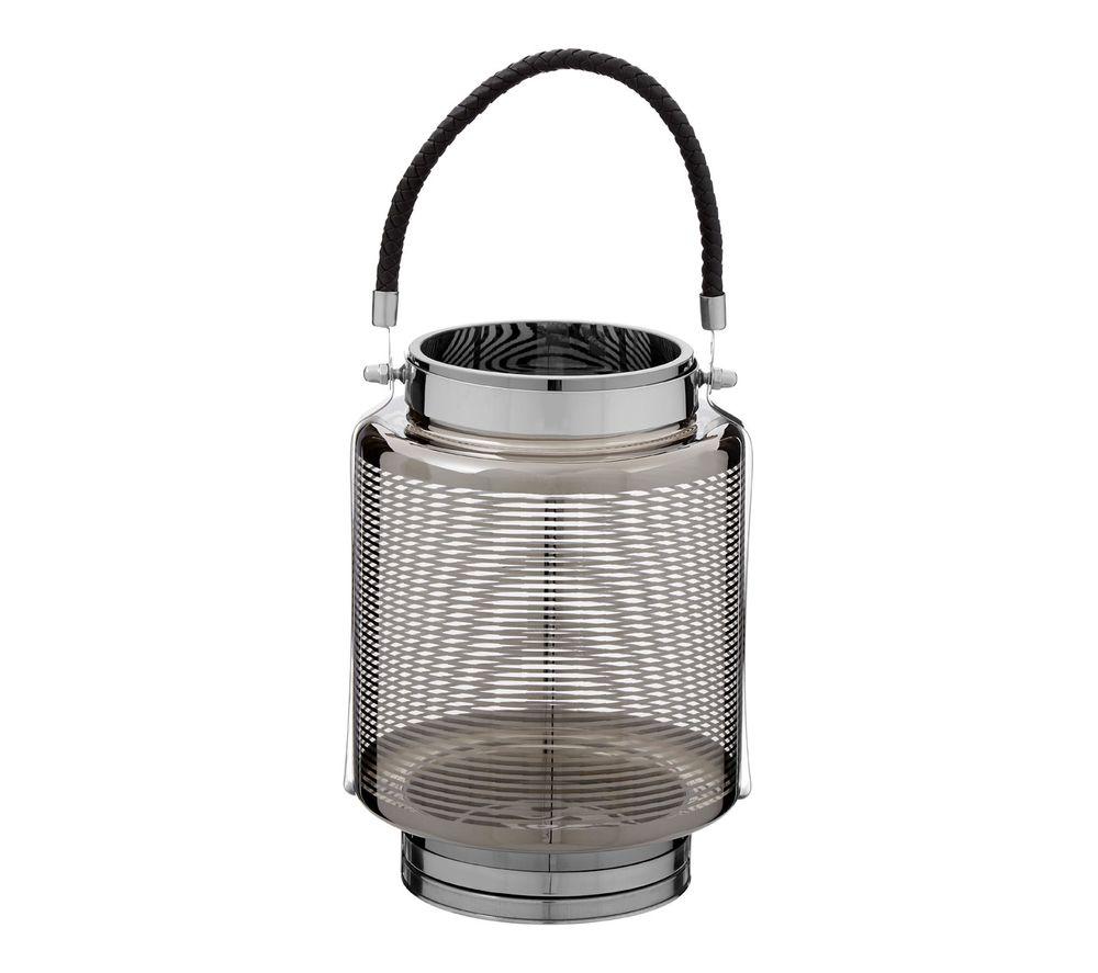 INTERIORS by Premier Large Nickel Stripe Lantern - Stainless Steel & Black image number 2 of 5