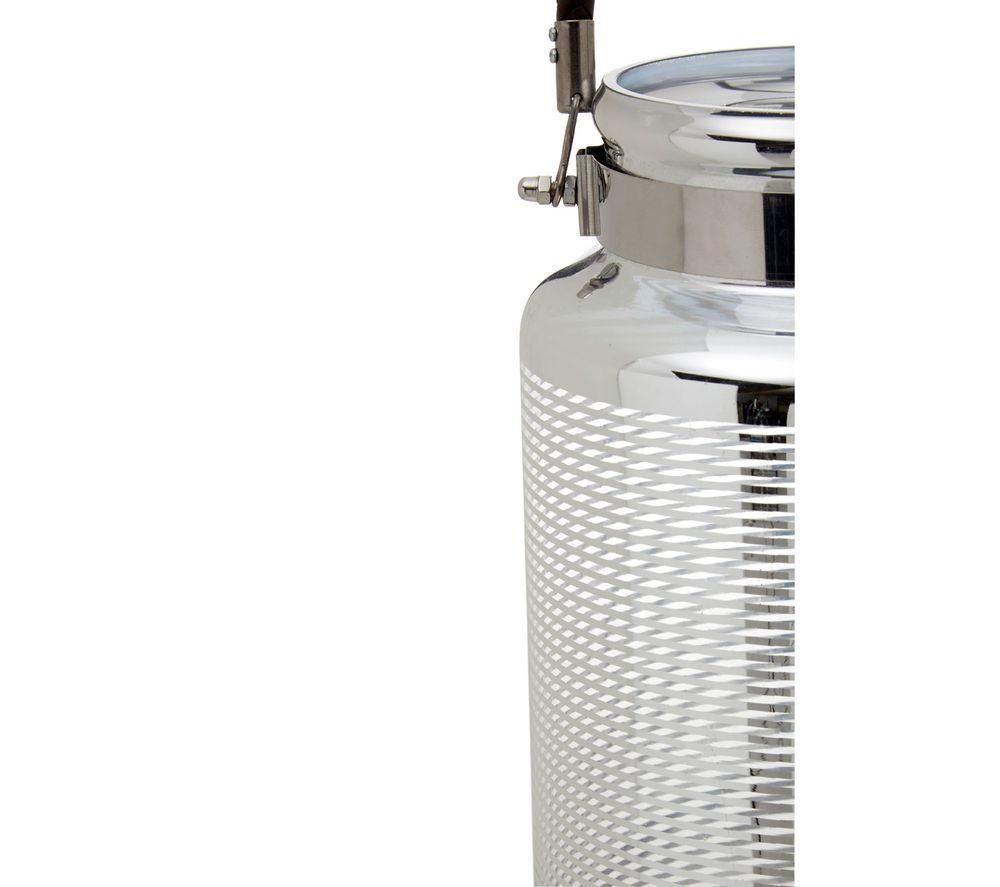 INTERIORS by Premier Large Nickel Stripe Lantern - Stainless Steel & Black image number 5 of 5