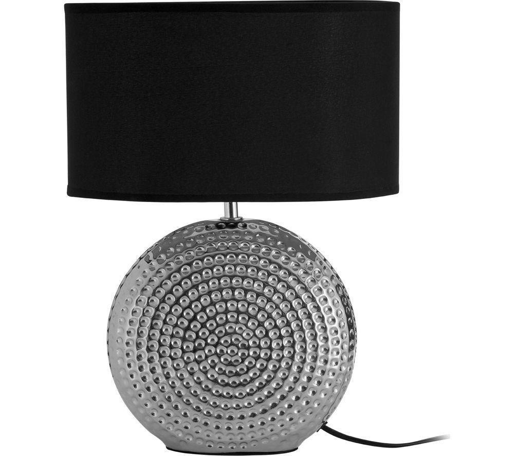 INTERIORS by Premier Large Hammered Chrome Finish Table Lamp - Silver & Black