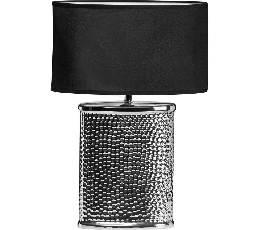 Image of INTERIORS by Premier Regents Park Hammered Table Lamp - Silver & Black