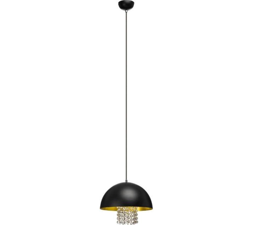 INTERIORS by Premier Metal Pendant Ceiling Light - Black with Crystals