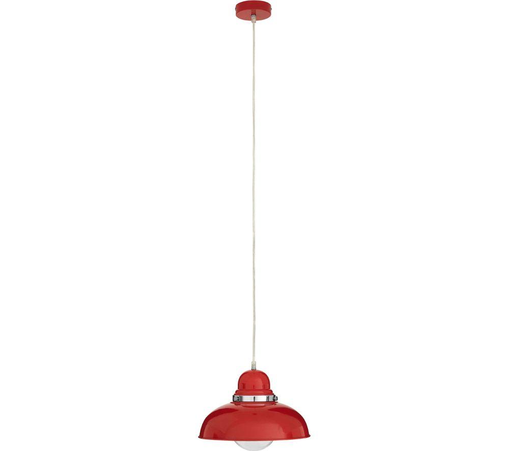 Image of INTERIORS by Premier Jasper Pendant Ceiling Light - Red & Chrome
