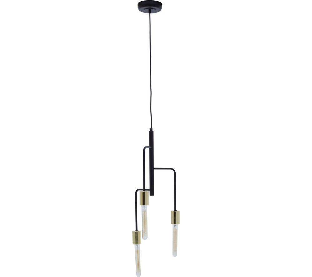 Image of INTERIORS by Premier Lagona 3 Pendant Ceiling Light - Gold & Black