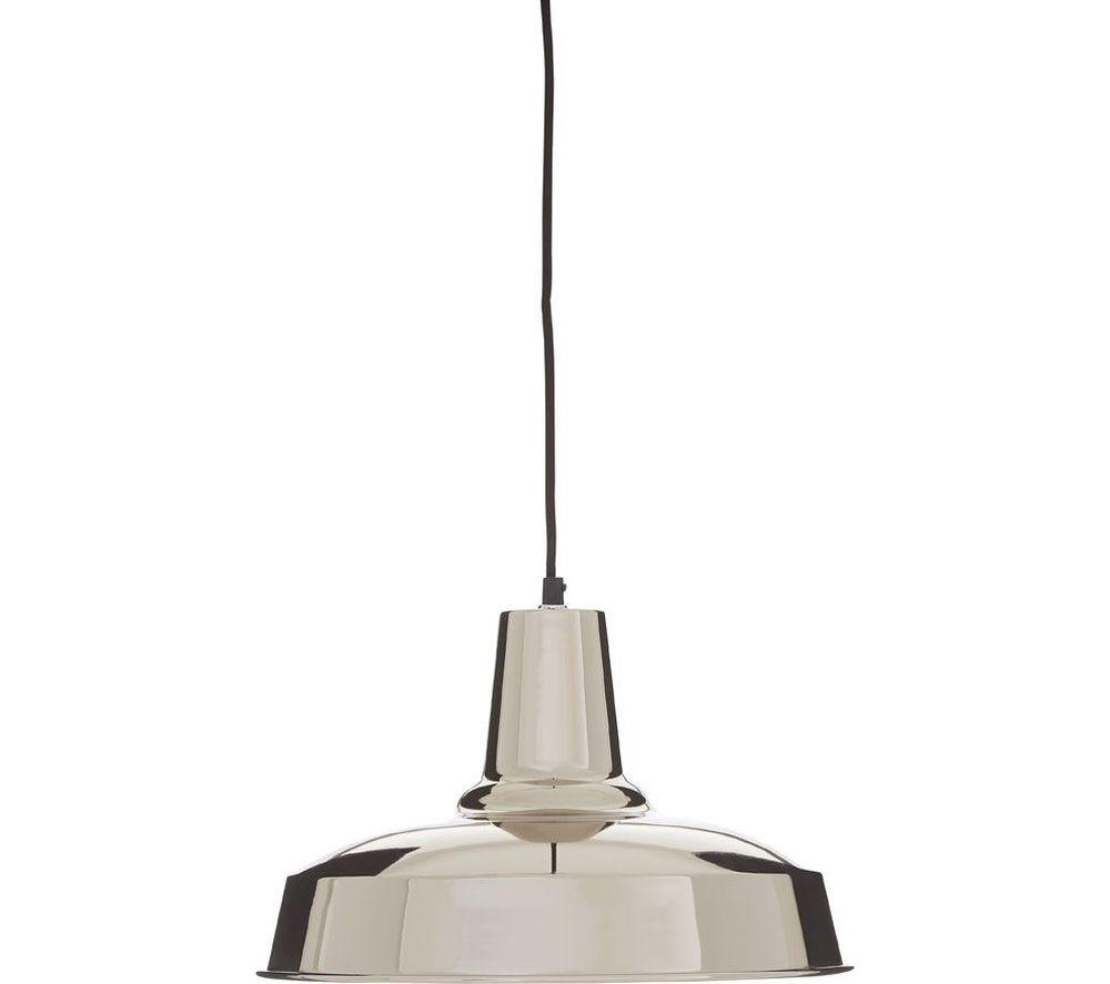 INTERIORS by Premier New Foundry Deep Plate Pendant Ceiling Light - Silver