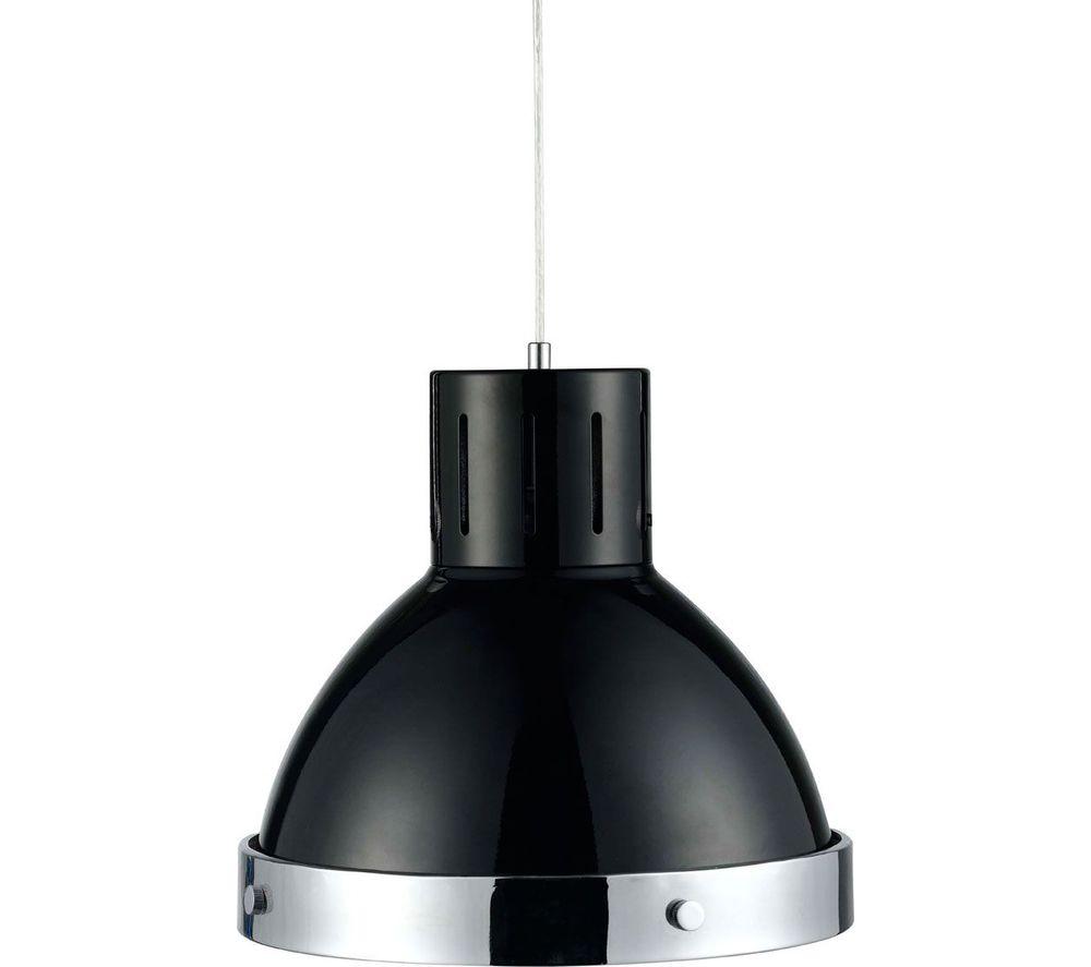 INTERIORS by Premier Bell Shaped Pendant Ceiling Light - Black & Chrome