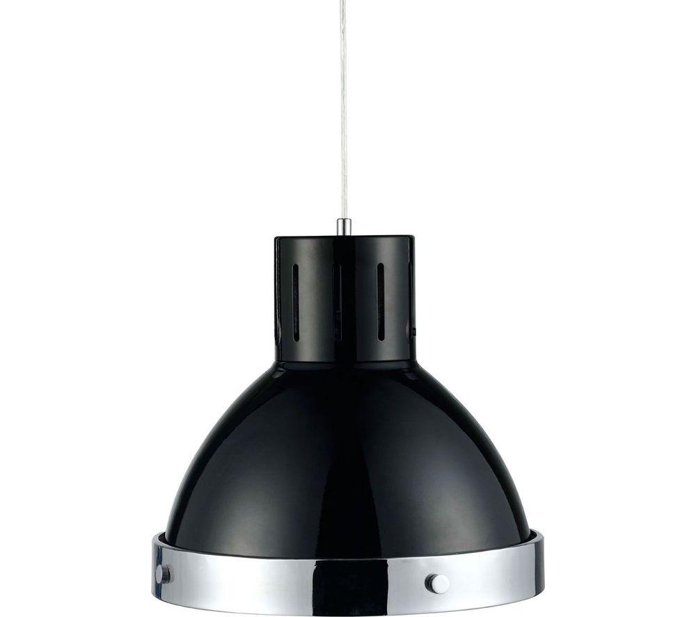 Image of INTERIORS by Premier Bell Shaped Pendant Ceiling Light - Black & Chrome
