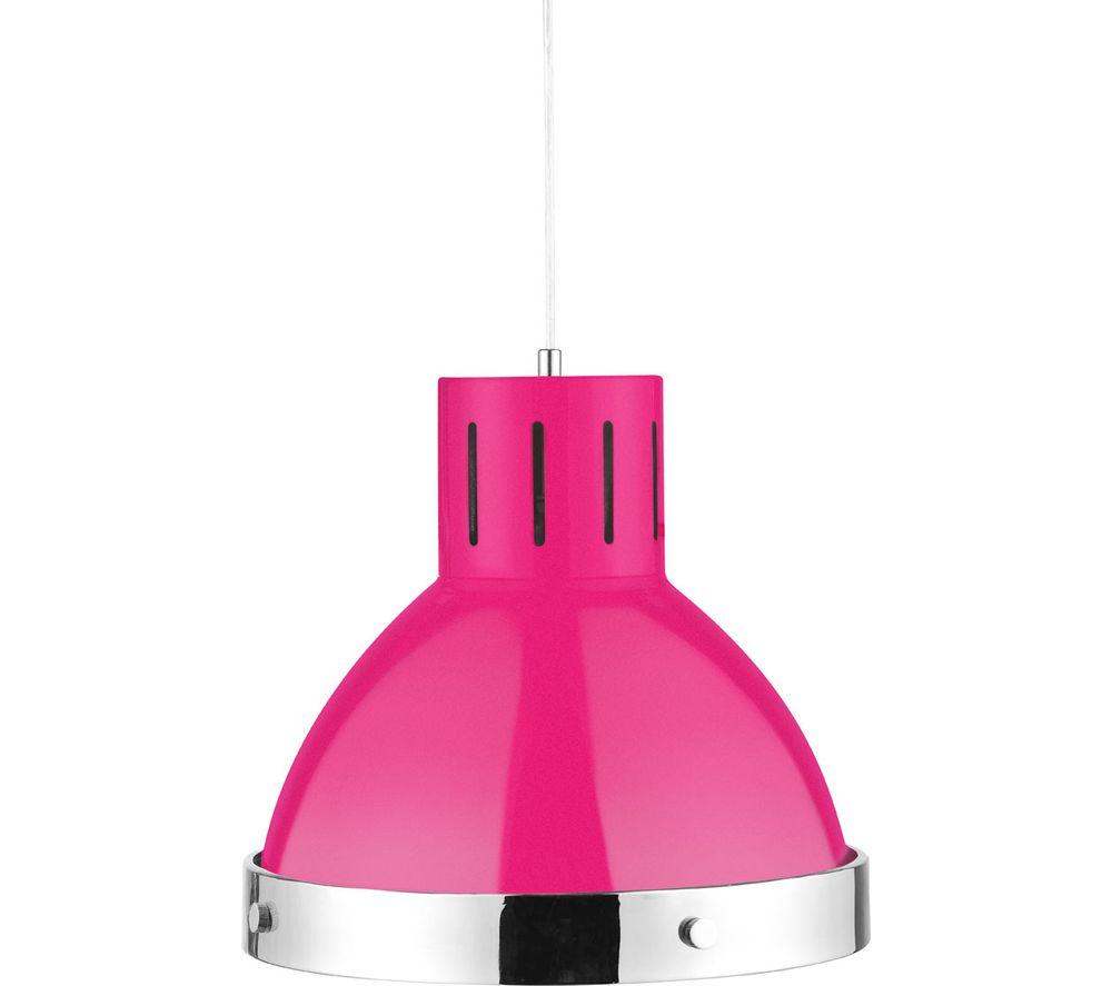 INTERIORS by Premier Bell Shaped Pendant Ceiling Light - Pink & Chrome