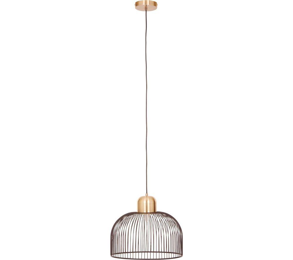 Image of INTERIORS by Premier Lenno Antique Brass Pendant Ceiling Light - Black