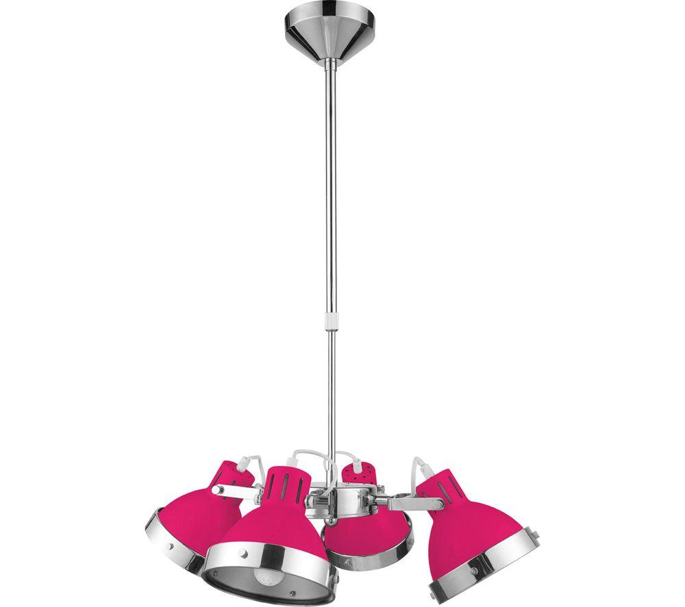 Image of INTERIORS by Premier 4 Pendant Ceiling Light - Pink & Chrome