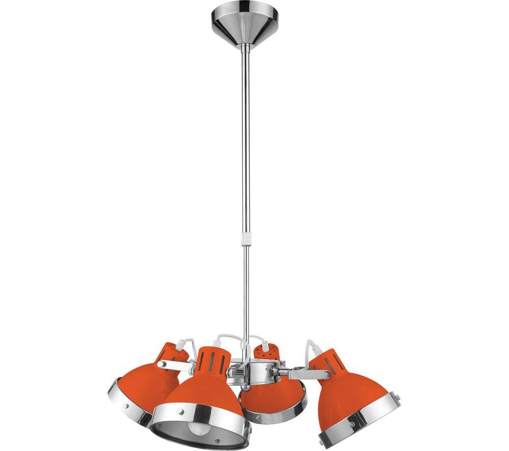 Image of INTERIORS by Premier 4 Pendant Ceiling Light - Orange & Chrome