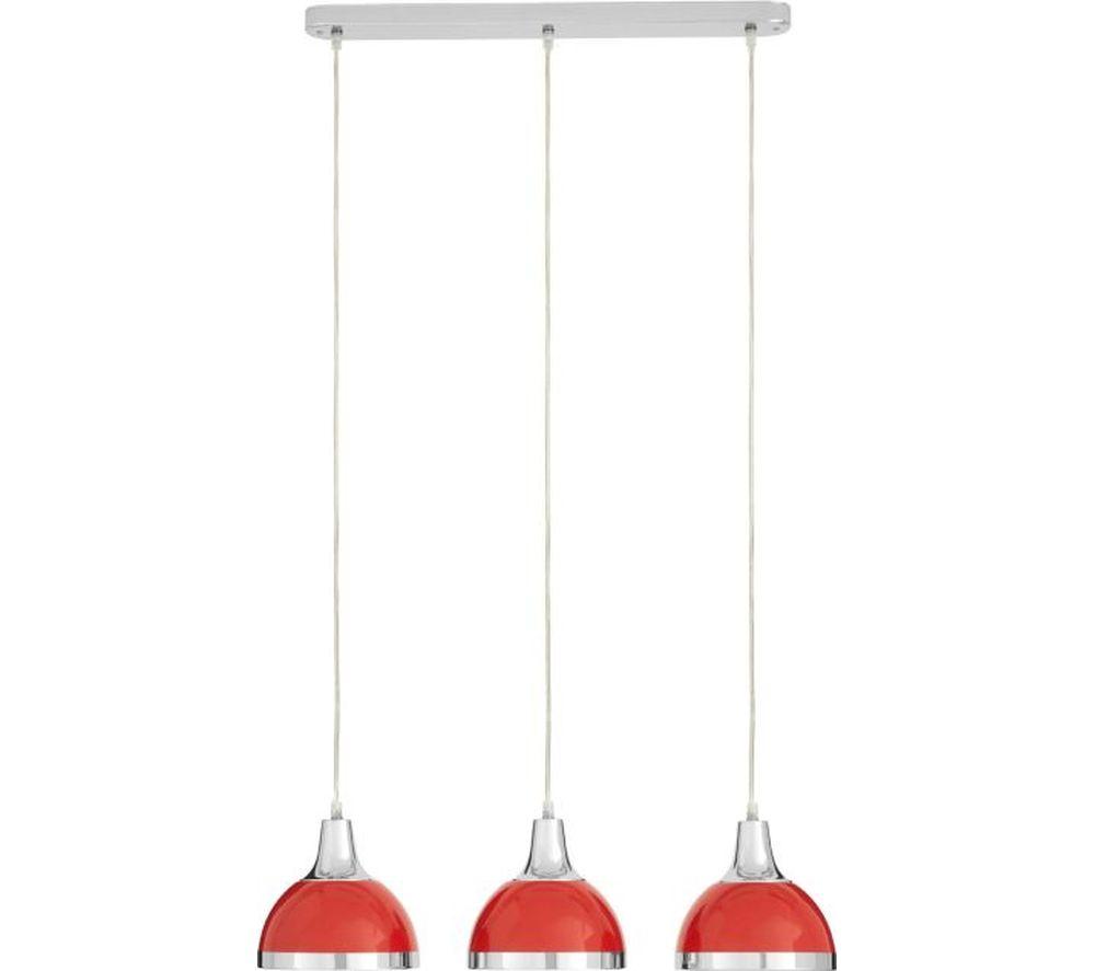 Image of INTERIORS by Premier Jasper 3 Pendant Ceiling Light - Red & Chrome