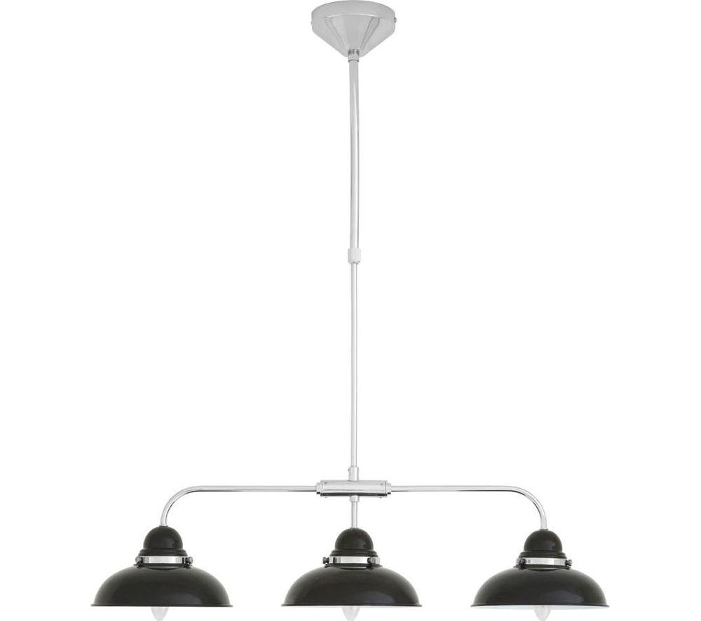 Image of INTERIORS by Premier Jasper 3 Pendant Ceiling Light - Black & Chrome