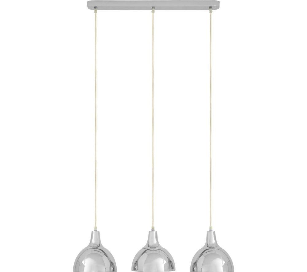 Image of INTERIORS by Premier Jasper Horizontal 3 Pendant Ceiling Light - Chrome