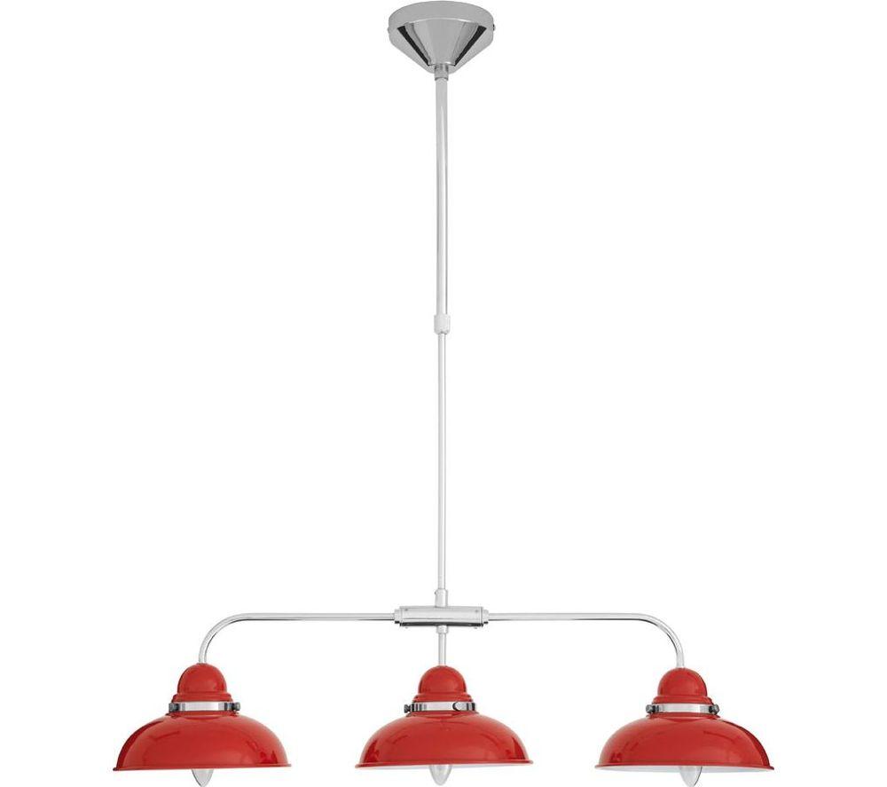 INTERIORS by Premier Jasper 3 Pendant Ceiling Light - Red & Chrome at Currys PC World